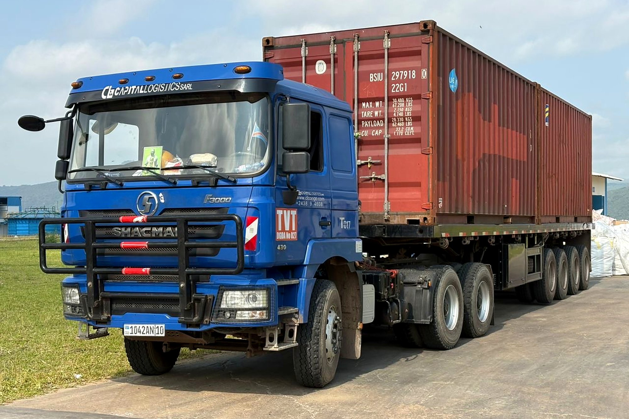Capital Logistics truck hauling a container along the DRC corridor